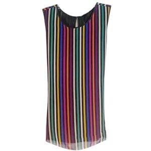 Chaus Striped Colorful Sleeveless Blouse Women Size Small Work Casual Top